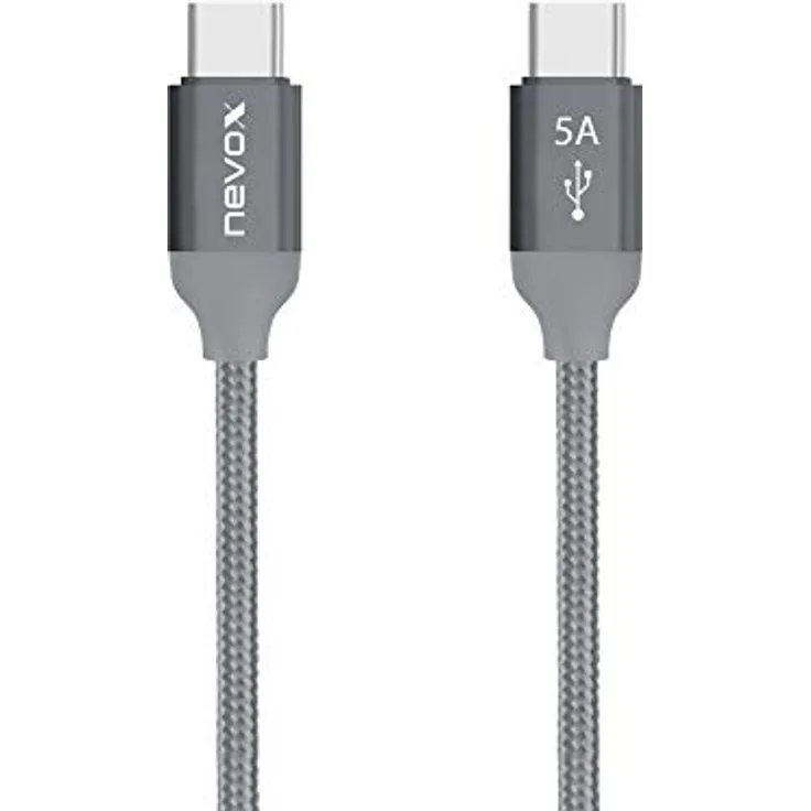 nevox USB Type C zu Type C Kabel 20V/5A (100W) Emark IC 2 m silbergrau (1654)