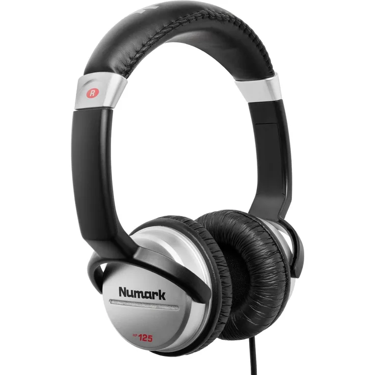 Numark HF125 - professioneller DJ Kopfhörer mit 2m Kabel und 40 mm Lautsprechern für besseren Frequenzgang und geschlossenen Ohrmuscheln für optimale Abschirmung, Schwarz