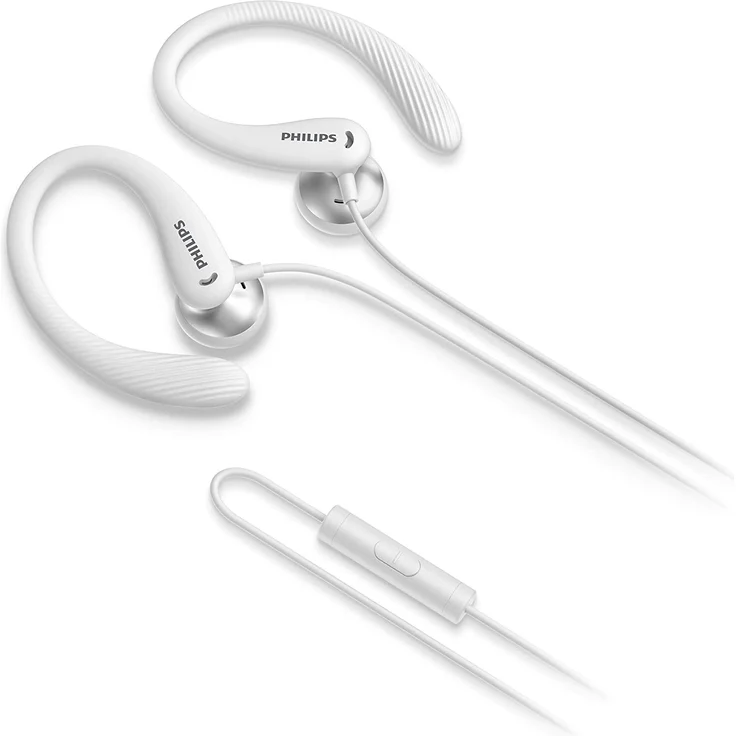 Philips A1105WT-00 In-Ear Kopfhörer mit Mikrofon, geeignet für Sport, spritzwassergeschützt, weiß – Bild 2