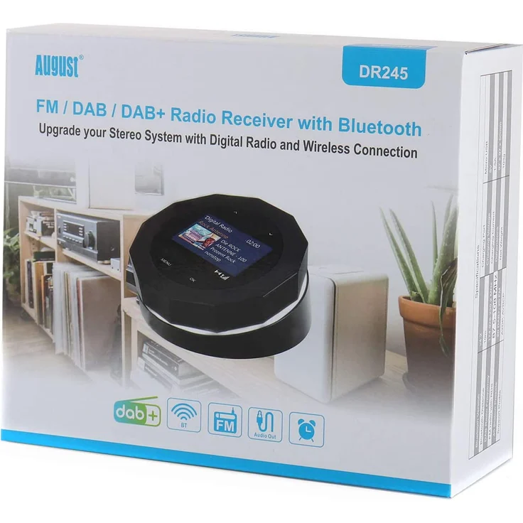 August DR245 FM/DAB/DAB+ Radioempfänger mit Bluetooth, August DR245, einfaches Hinzufügen von DAB, DAB+, FM-Radio oder Bluetooth zu Ihrem vorhandenen Lautsprechersystem – Bild 7