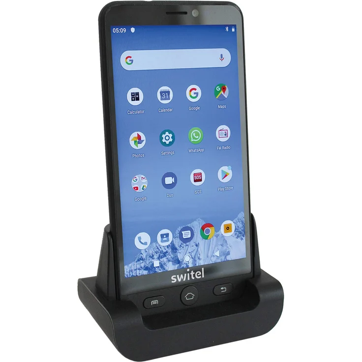 Switel VS700 Android Smartphone 5,5 Zoll Display, mit SOS-Notruftaste, Hörgerätekompatibel, Klingelton- und Lautstärkeverstärkung, 13MP/8 MP Kamera, Schwarz – Bild 1