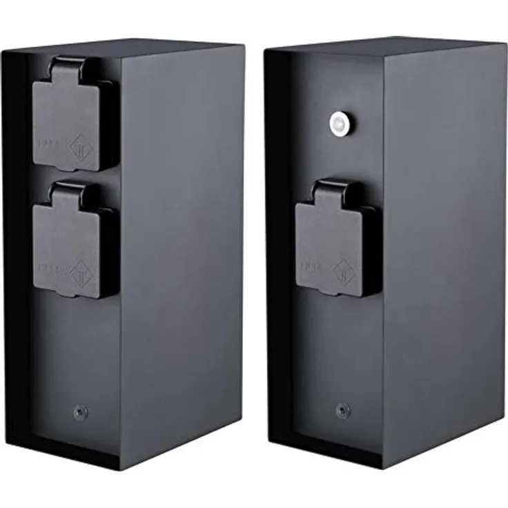 3 fach Gartensteckdose Energiestation-Säule IP44 Edelstahl/ Anthrazit Sensor