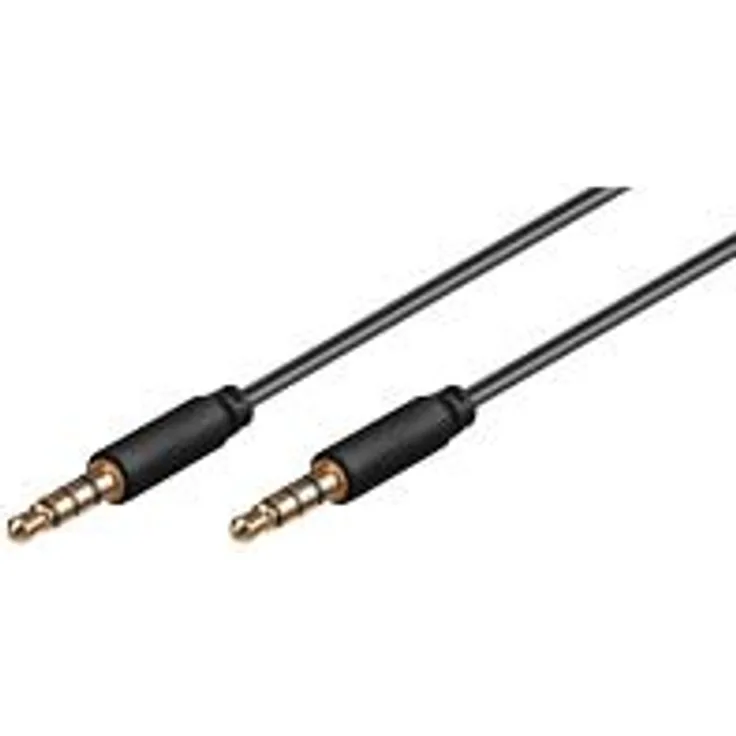 Goobay 63824 AUX-Kabel, Audiokabel, Verbinduskabel, Klinkenkabel, Klinke 3,5mm Stecker (4-Pin, Stereo) - Klinke 3, 5 mm Stecker (4-Pin, Stereo), 4-polig, 0,5 Meter, schwarz
