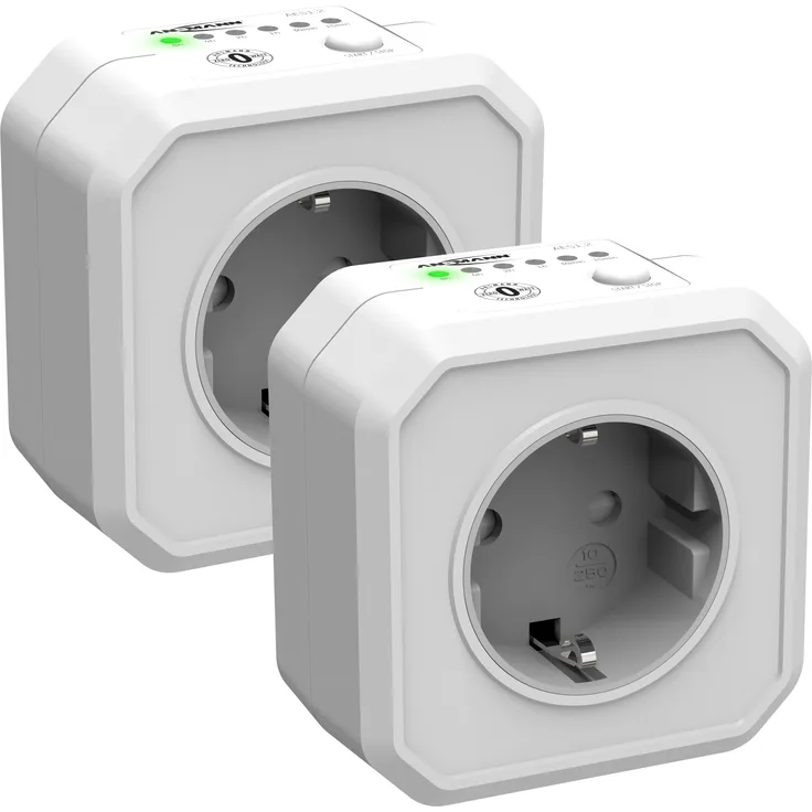 ANSMANN Timer Steckdose Schaltbare Energiespar-Steckdose mit Countdown Timer- 2 Stück