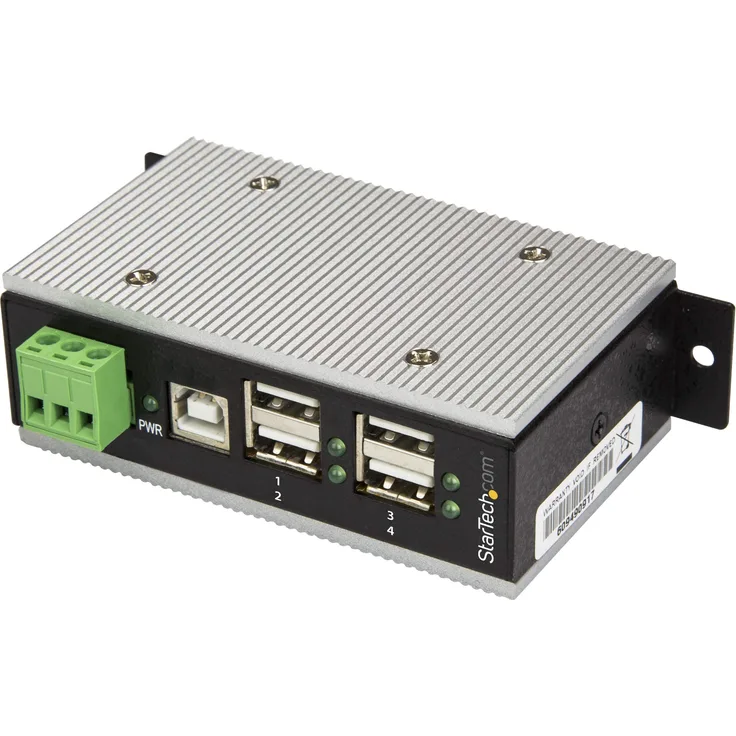 StarTech.com HB20A4AME Schnittstellen-Hub USB 2.0 Type-B 480 Mbit-s Schwarz - Schnittstellen-Hubs (USB 2.0 Type-B, USB 2.0, 480 Mbit-s, Schwarz, Metall, Leistung)