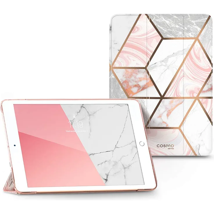 i-Blason Cosmo Lite Schutzhülle für iPad 7. Generation, iPad 10.2 2019 (schlankes Trifold Stand Smart Case) durchscheinende Hartschale mit automatischer Schlaf-/Wachfunktion Marmor