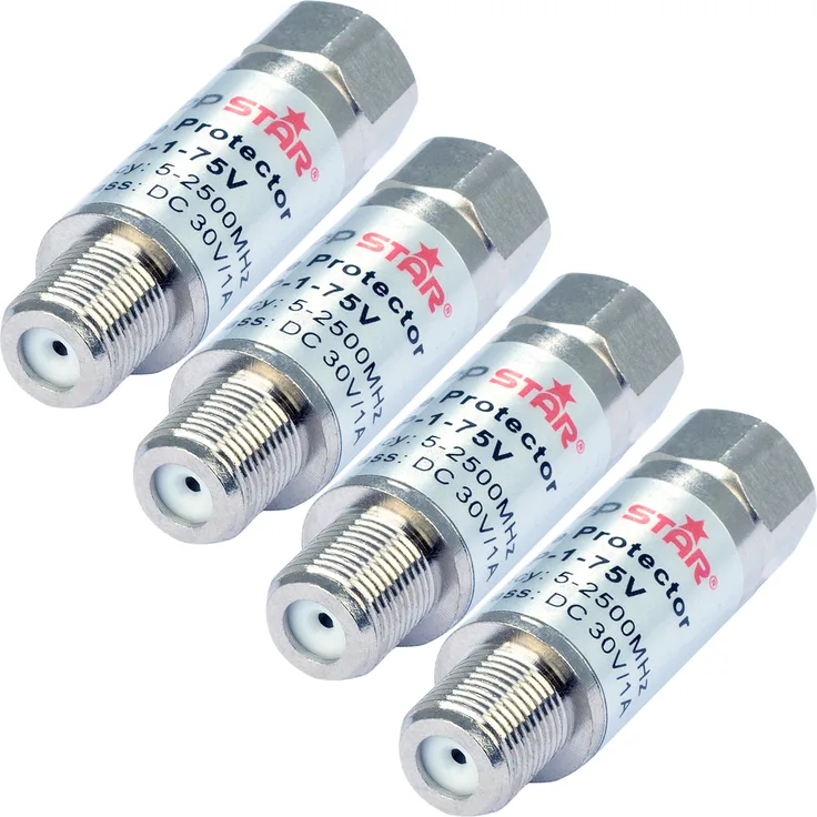 Poppstar 1008746 4x SAT Antenne Überspannungsschutz (Schutzadapter F-Stecker auf F-Buchse) silber - Preisvergleich