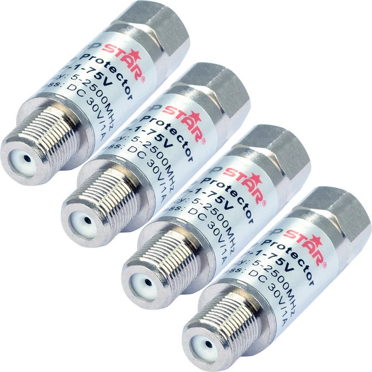 Poppstar 1008746 4x SAT Antenne Überspannungsschutz (Schutzadapter F-Stecker auf F-Buchse) silber - Preisvergleich – Bild 1