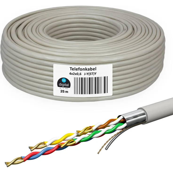 25 m Telefonkabel 4 x 2 x 0,6 J-Y(ST)Y