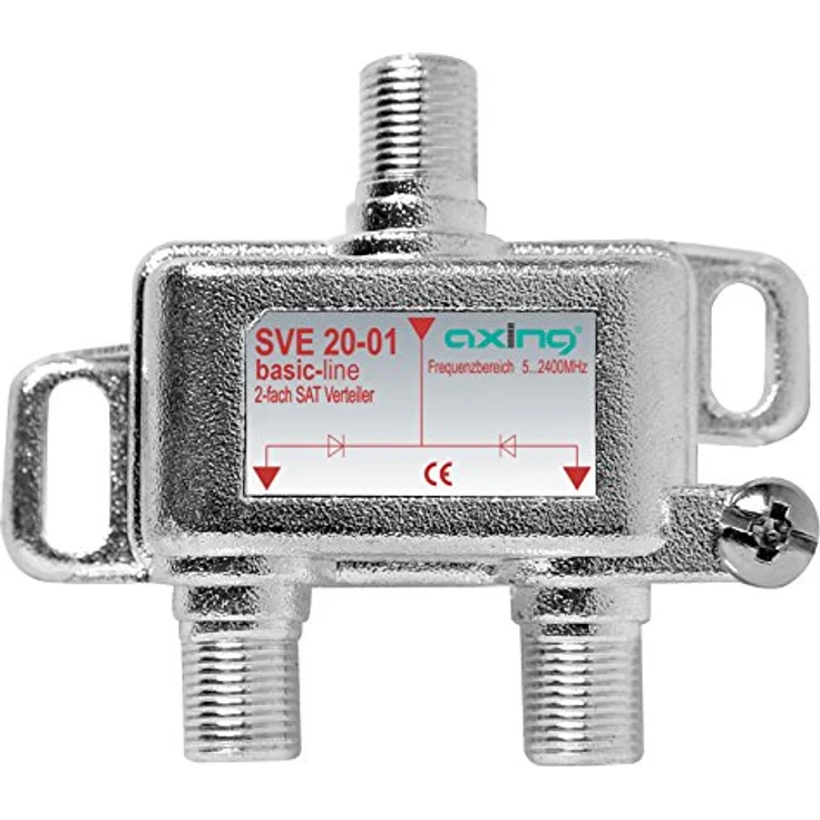 Axing SVE 20-01 2-Fach SAT-Verteiler Splitter mit DC-Durchgang für Satelliten-Anlagen Unicable DVB-T2 HD (5-2400 MHz) Class A – Bild 1
