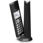 Panasonic KX-TGK220GB Design-Telefon mit Anrufbeantworter & Wecker, Haustelefon (schnurlos), HD-Telefonie, schwarz