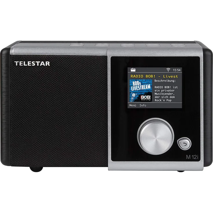 TELESTAR M 12i Internetradio (Mono, Internet, WLAN, Farbdisplay, Mediaplayer, 15 Watt, UPNP) Silber-schwarz