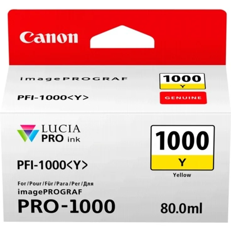 Canon Tintenpatrone PFI-1000 Y gelb yellow - 80 ml ORIGINAL für imagePROGRAF PRO-1000