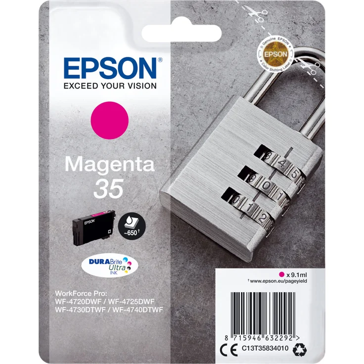 Epson Original 35 Tinte Schloss (WF-4720DWF WF-4725DWF WF-4730DTWF WF-4740DTWF) magenta – Bild 1