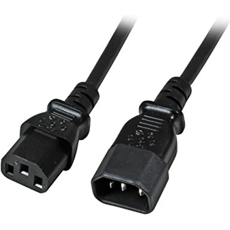 EFB-Elektronik Kaltgeräteverlängerung C14 180°-C13 180°,sw,2.0m,3x0.75mm