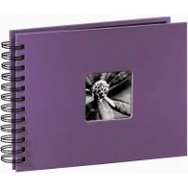 Hama Fotoalbum Spiralalbum, 50 schwarze Seiten, 25 Blatt, Größe 24 x 17 cm, mit Ausschnitt für Bildeinschub, Fotobuch lila – Bild 1