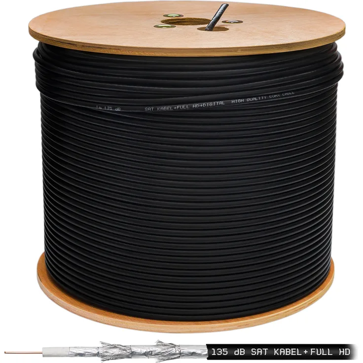 500m Kabel 135dB Stahl Kupfer 5-fach GALAXY ''1751-5-B'' - SCHWARZ