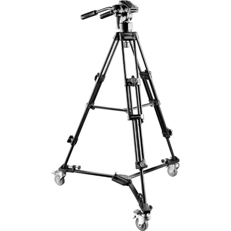 Walimex Pro EI-9901 Video-Pro-Stativ inkl. Stativwagen WT-600 (max. Höhe 138 cm, Videoneiger, Mittelspinne, Belastbarkeit 6 kg und Stativtasche)