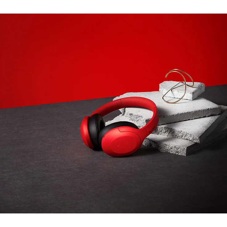 Sony WH-H910N kabellose High-Resolution Kopfhörer (Noise Cancelling, Bluetooth, Quick Attention Modus, bis zu 40 Std. Akkulaufzeit, Headset mit Mikrofon für Telefon & PC-Laptop) rot – Bild 3
