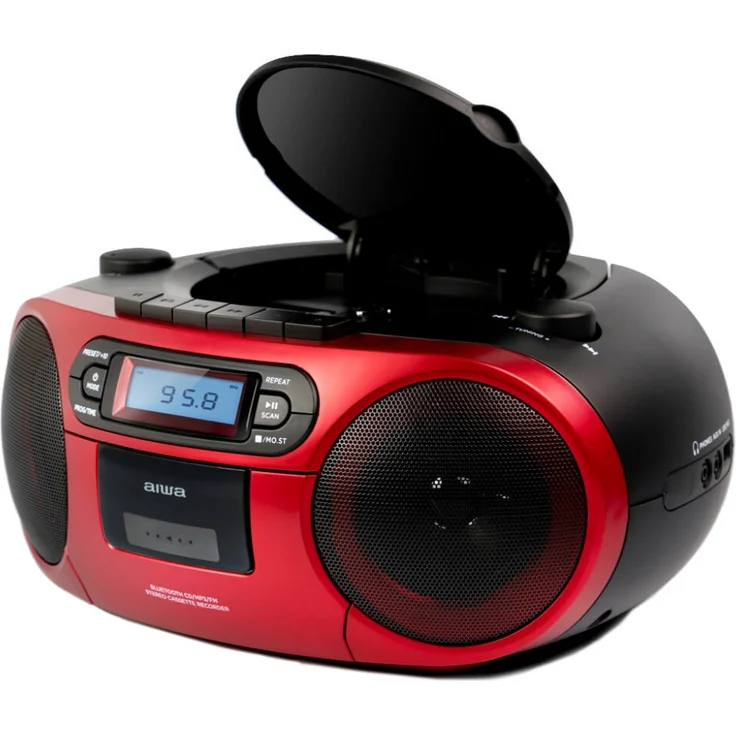 Aiwa BBTC-550RD Tragbares Hifi Radio mit CD, Kassettendeck, Bluetooth und USB rot – Bild 4