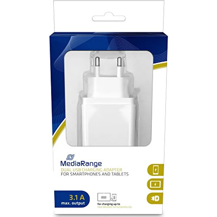 MediaRange MRMA104-02 Steckdosenladegerät 3.1A weiß