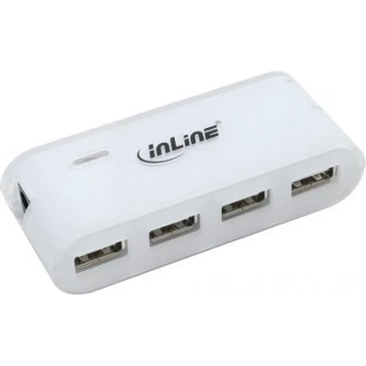 InLine® Mini USB 2.0 4-Port Hub, mit Netzteil, weiß