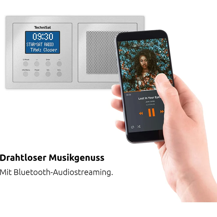 TechniSat DIGITRADIO UP 1 Unterputz-Radio mit Bluetooth, LCD-Display, spritzwassergeschützt, Wecker, silber – Bild 3