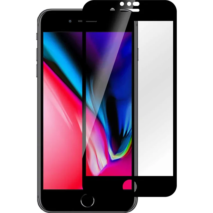 eSTUFF Apple iPhone SE (2020) Black Full Cover Titan Shield, Tempered Glass Screen Protector