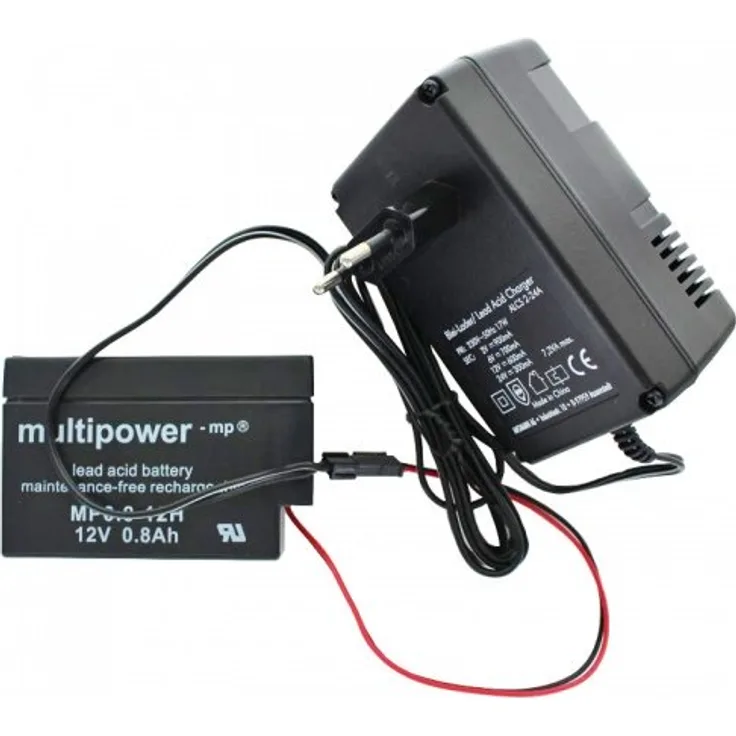 Ladegerät inklusive 1 Akku passend für den Multipower Bleiakku MP0.8-12H Heim un
