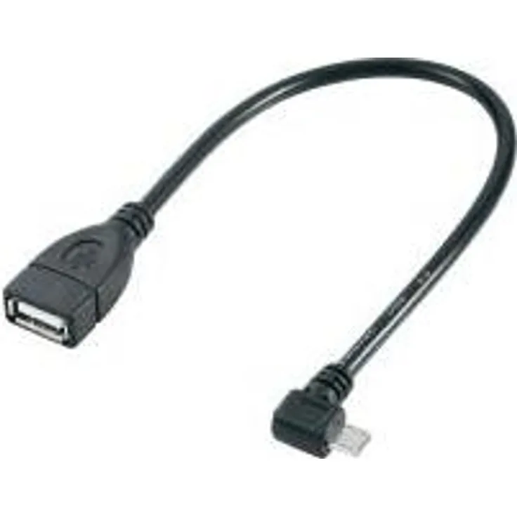 Renkforce - USB-Kabel - Micro-USB Typ B (M) gewinkelt bis USB (W) - USB 2.0 OTG - 5 V - 0.5 A - 10 cm - Schwarz