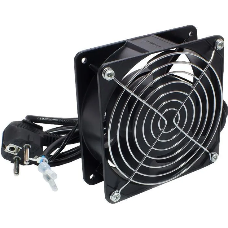 Einbaulüfter 120x120x38 mm, Metallausführung, inkl. Lüftergitter und 1,8m Schutzkontakt-Anschlusskabel (GC-N0102)