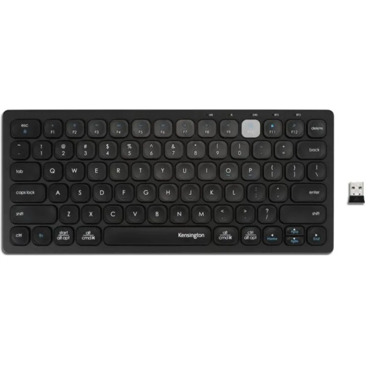 Kensington Multi-Device Dual Wireless Compact Keyboard - Tastatur - kabellos - 2.4 GHz, Bluetooth 3.0, Bluetooth 5.0 - Schwarz - Englisch QWERTY
