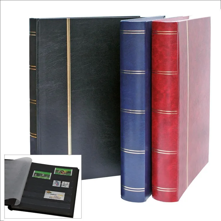 Briefmarken-Einsteckbücher im Großformat, Einband Leder-Optik \ Luxus\ , blau