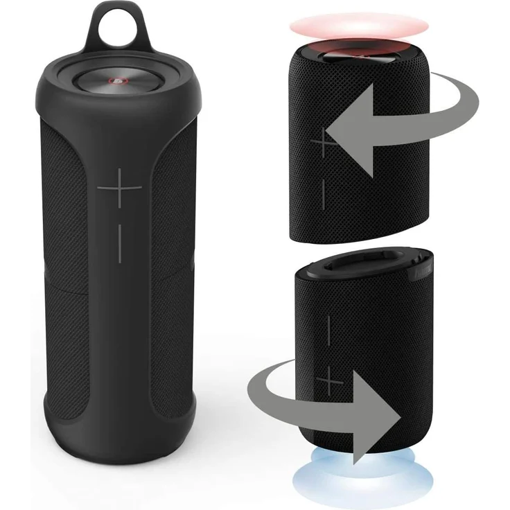 Hama 188220 2in1 Bluetooth-Lautsprecher Twin 2.0 wasserdicht (Teilbare, tragbare Bluetooth Box, Mono/Stereo Speaker mit 20W, Musikbox wasserdicht nach IPX7, Aux, 6h Spielzeit, True Wireless Stereo) schwarz – Bild 4