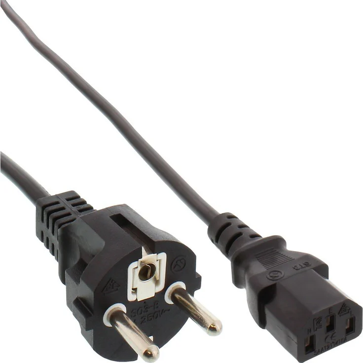 InLine 16651E Netzkabel, Schutzkontakt gerade auf Kaltgerätestecker C13, 3m, schwarz – Bild 1