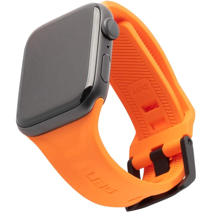 Urban Armor Gear Urban Armor Gear Scout Armband für Apple Watch 42mm/44mm Series 5/Series 4/Series 3/Series 2/Series 1, Weiches Silikon Ersatzband, Verschluss aus Edelstahl - orange