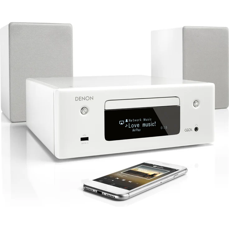 Denon OL N-10 Kompaktanlage, HiFi Verstärker, CD-Player, Internetradio, Musikstreaming, HEOS Multiroom, Bluetooth & WLAN, AirPlay 2, Alexa Kompatibel, 2 Optische TV-Eingänge, mit Lautsprecher, weiß – Bild 5