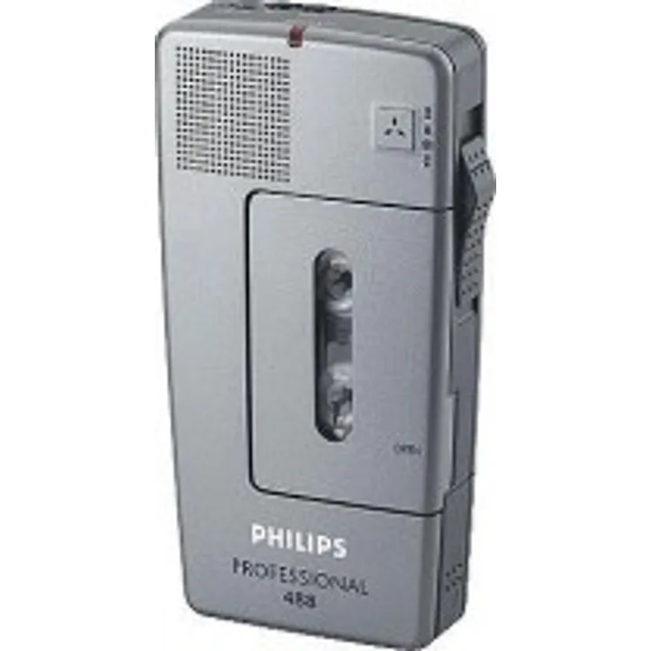 Philips Pocket Memo LFH0488 Analoges Mini-Kassetten Diktiergerät (Schiebeschalter, wählbare Mikrofonempfindlichkeit, autom. Aufnahmeaussteuerung, Sprachaktivierung, Briefende-Ton) silber