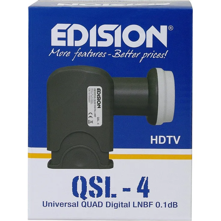 Edision QSL-4 Quad LNB Adapter für Satelliten-Receiver (4 Teilnehmer, HDTV, Wetterschutz)