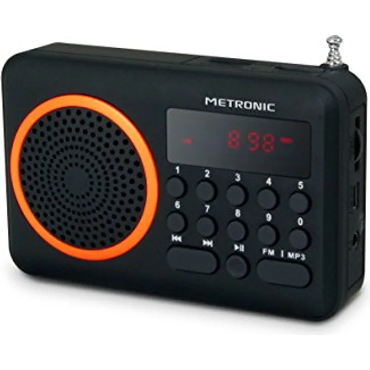 Metronic 477204 Tragbares UKW Radio Schwarz-Orange