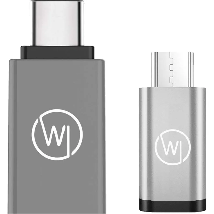 Wicked Chili USB C Adapter auf USB A (USB 3.2 Gen 1 SuperSpeed-USB-Adapter) + MicroUSB zu USB-C Adapter OTG Alu-Adapter Bundle 2er Set kompatibel mit Smartphones, Tablets und Notebooks