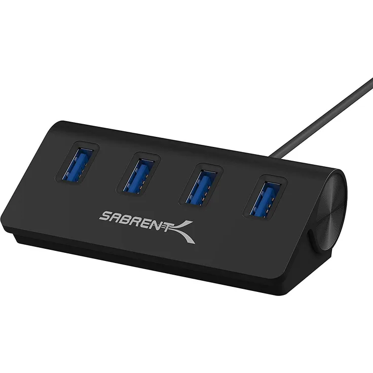 Sabrent USB HUB - Premium 4-Port USB 3.0 Schwarz Aluminum Hub (76cm Kabel) für iMac, MacBook, MacBook Pro, MacBook Air, Mac Mini oder einem beliebigen PC [Schwarz] (HB-MC3B)
