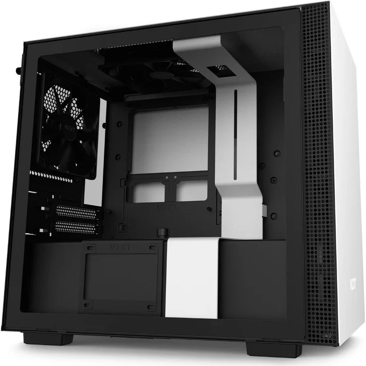 NZXT H210 - Mini-ITX-Gehäuse für Gaming-PCs - Front USB-C Port - Tempered Glass-Seitenfenster - managementsystem - Für Wasserkühlung nutzbar - Weiß-Schwarz – Bild 1