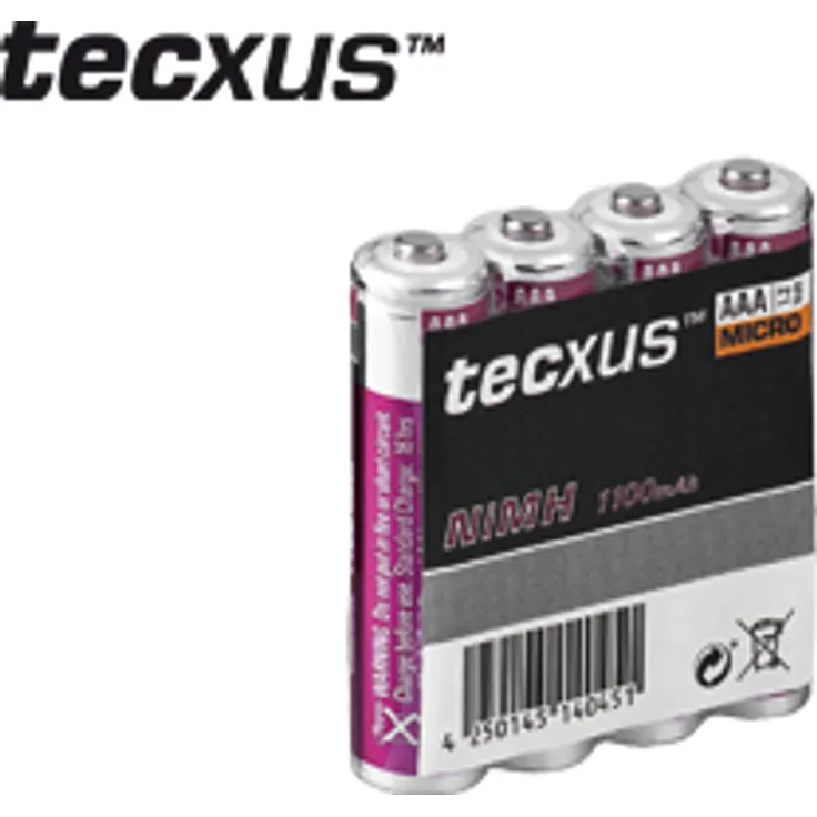 Tecxus NiMh Akku Micro (1,2V, 1100mAh) 4 Stück