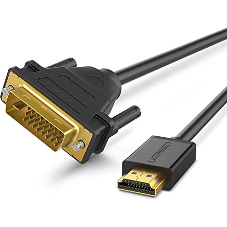 UGREEN HDMI DVI Cable DVI D 24 + 1 to HDMI with 1200P, High Speed ​​DVI to HDMI Bidirectional Converter Supports 3D, Full HD Gold Plated Contacts, Black (5m)