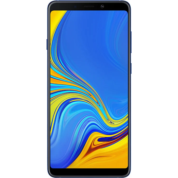 Samsung Galaxy A9 (2018) Smartphone 16cm (6,3 Zoll) AMOLED-Display, 128GB interner Speicher, 6GB RAM, Dual-SIM, Android 8.0, Lemonade Blue – Bild 1