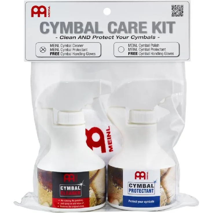 Meinl Cymbals MCCK-MCCL Becken Pflegeset mit 250ml Beckenreiniger und 250ml Oberflächenversiegelung inklusive Paar Meinl Handschuhe
