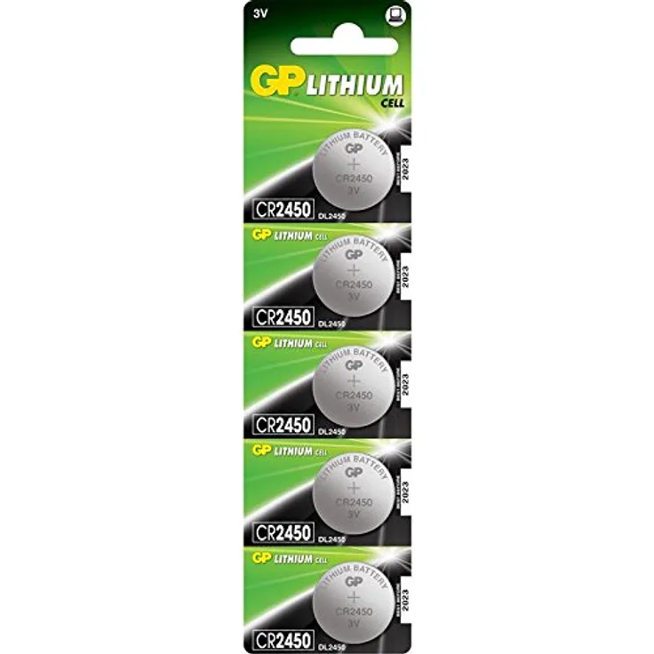 GP Batterie CR2450 Lithium Knopfzellen (5 Stück)