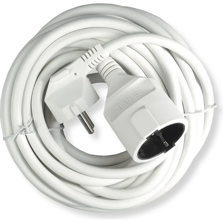 HEITECH Schuko Verlängerungskabel 10 Meter Kabel - Stromkabel Verlängerung mit Kindersicherung für den Innenbereich IP20, 250V, 16A, 3500 Watt - 10m Kunststoff Kabelverlängerung weiß