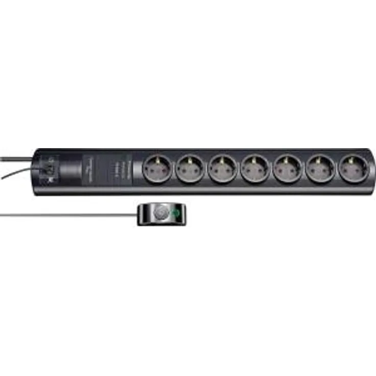 Brennenstuhl Primera-Tec Comfort Switch Plus, Steckdosenleiste 7-fach mit Überspannungsschutz (2m Kabel, Schalter und RJ-11-Verbindung) schwarz